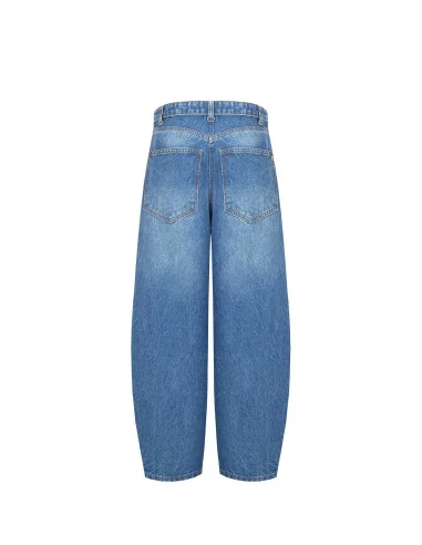 Rinascimento Distressed Balloon Jeans with Turn-up Waist