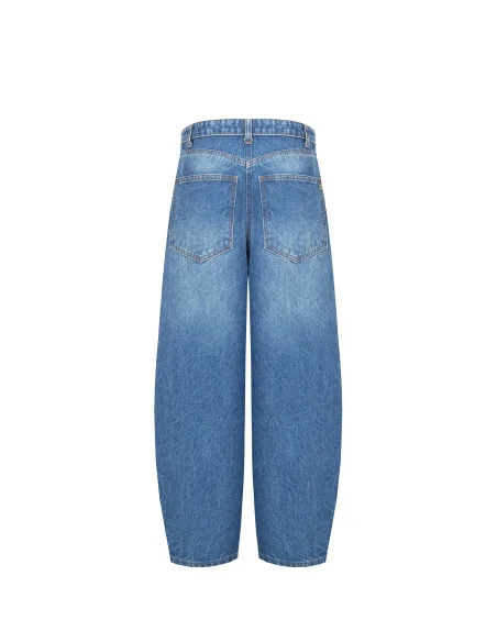 Rinascimento Distressed Balloon Jeans with Turn-up Waist