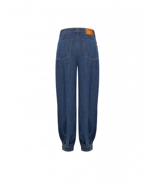 Jeans Baloon Con Pinces E Bottoni Alle Caviglie Rinascimento