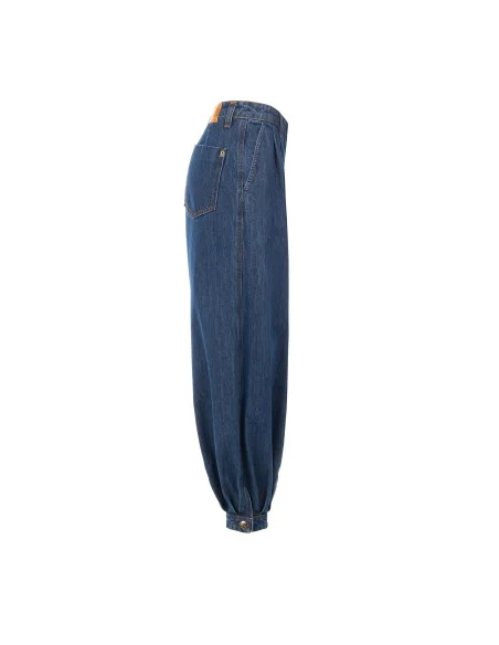 Rinascimento Balloon Jeans with Darts and Buttons at the Ankles