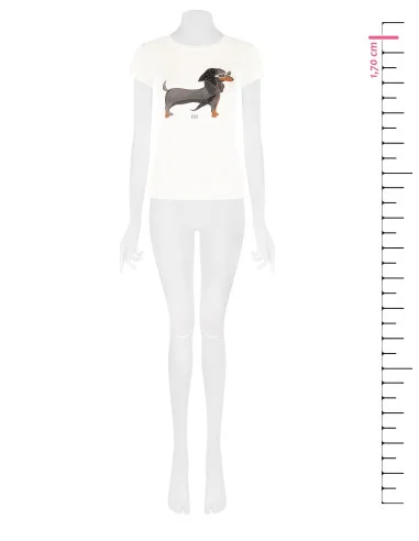T-Shirt Regular In Misto Viscosa Con Stampa Bassotto E Strass Rinascimento