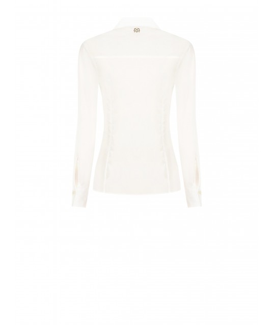 Rinascimento Fitted, Waist-Defining Cotton Shirt with Concealed Buttons
