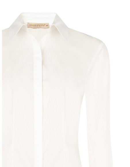 Camicia Sfiancata Aderente In Cotone Con Bottoni A Scomparsa Rinascimento