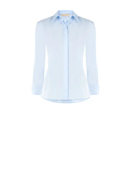Camicia Sfiancata Aderente In Cotone Con Bottoni A Scomparsa Rinascimento