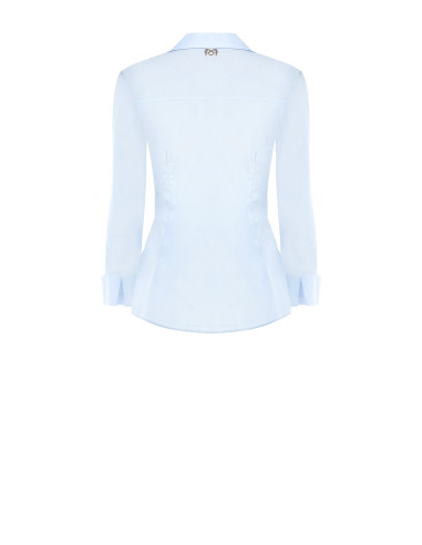 Camicia Sfiancata Aderente In Cotone Con Bottoni A Scomparsa Rinascimento