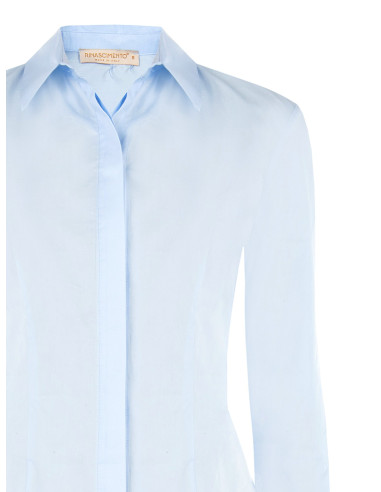 Rinascimento Fitted, Waist-Defining Cotton Shirt with Concealed Buttons