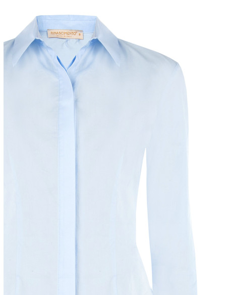 Camicia Sfiancata Aderente In Cotone Con Bottoni A Scomparsa Rinascimento