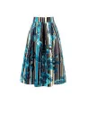 Gonna Lunga In Raso Strutturato Duchesse A Fiori E Righe Con Tasche Rinascimento