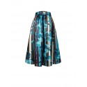 Gonna Lunga In Raso Strutturato Duchesse A Fiori E Righe Con Tasche Rinascimento
