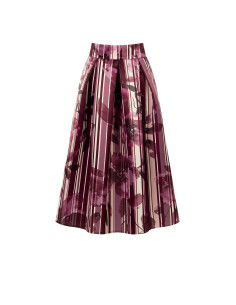 Long Duchesse Satin Structured Skirt with Floral and Striped Pattern and Rinascimento-Style Pockets 2