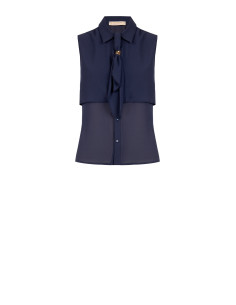Fitted Georgette Blouse with Bow Tie and Rinascimento Jewellery Detail