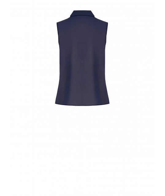Blusa Sfiancata In Georgette Con Cravattino E Dettaglio Gioiello Rinascimento