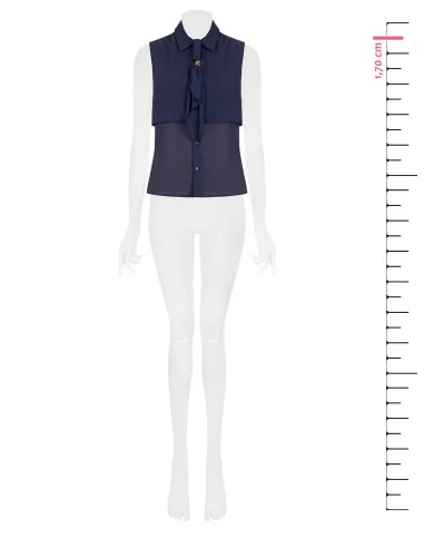 Blusa Sfiancata In Georgette Con Cravattino E Dettaglio Gioiello Rinascimento