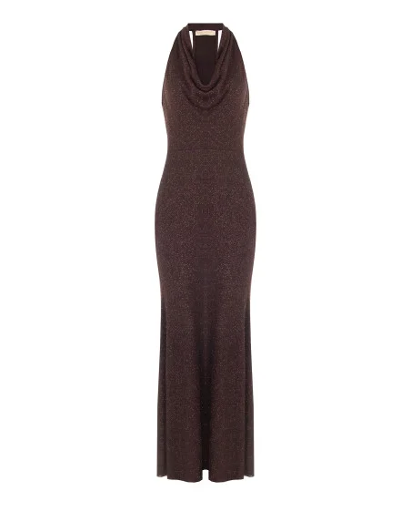Rinascimento Glitter-Effect Lurex Flared Maxi Dress