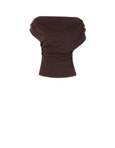 Haut en lurex à effet pailleté, froncé sur les côtés, style Rinascimento