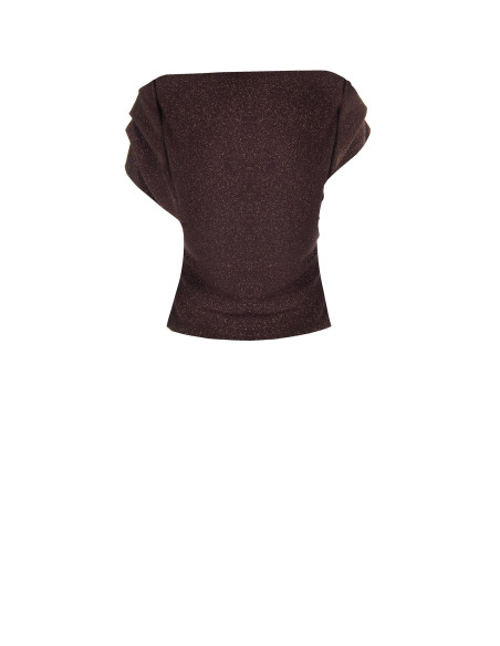 Haut en lurex à effet pailleté, froncé sur les côtés, style Rinascimento