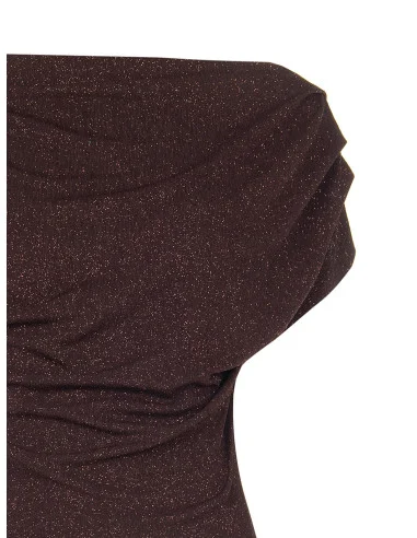Haut en lurex à effet pailleté, froncé sur les côtés, style Rinascimento