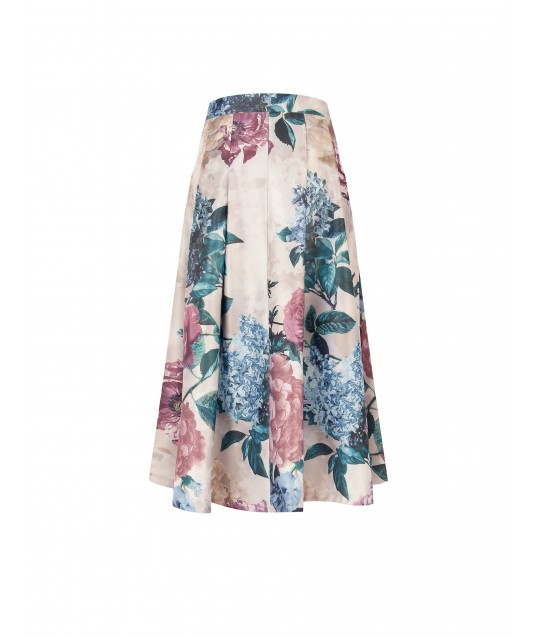 Jupe longue en satin duchesse à fleurs avec poches, style Rinascimento