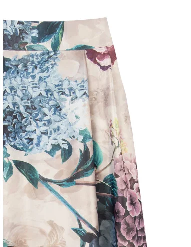 Gonna Lunga In Raso Duchesse A Fiori Con Tasche Rinascimento