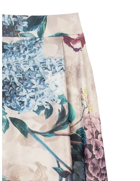 Gonna Lunga In Raso Duchesse A Fiori Con Tasche Rinascimento