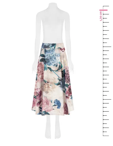 Gonna Lunga In Raso Duchesse A Fiori Con Tasche Rinascimento