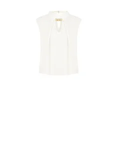 Blouse sans manches à col montant et détail bijou « Rinascimento »