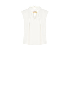 Blusa Smanicata Con Collo Alto E Dettaglio Gioiello Rinascimento