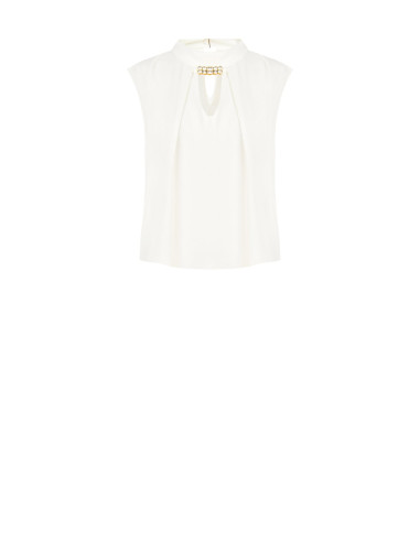 Blusa Smanicata Con Collo Alto E Dettaglio Gioiello Rinascimento