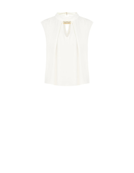 Blusa Smanicata Con Collo Alto E Dettaglio Gioiello Rinascimento