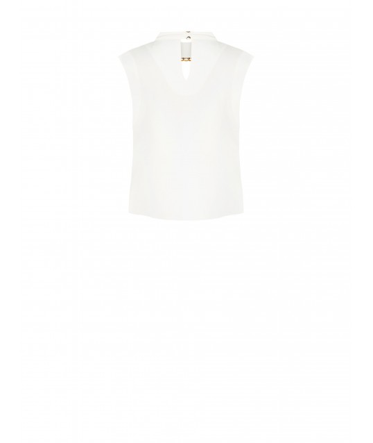Sleeveless Blouse with High Neck and Rinascimento-Style Jewellery Detail