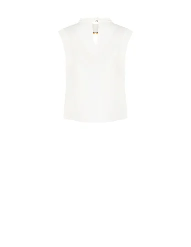 Sleeveless Blouse with High Neck and Rinascimento-Style Jewellery Detail