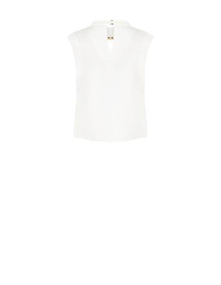 Blusa Smanicata Con Collo Alto E Dettaglio Gioiello Rinascimento