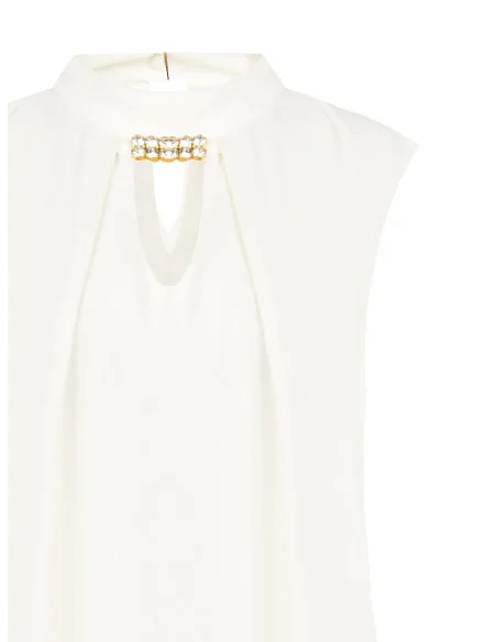 Blouse sans manches à col montant et détail bijou « Rinascimento »