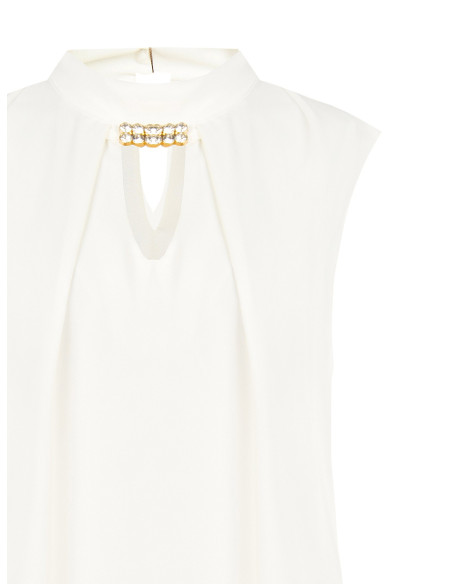 Sleeveless Blouse with High Neck and Rinascimento-Style Jewellery Detail