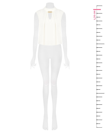 Blusa Smanicata Con Collo Alto E Dettaglio Gioiello Rinascimento