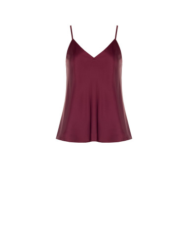 Rinascimento-Style Satin Fluid Top with Double V-Neck