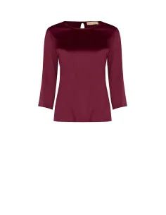 Flowy 3/4-Sleeve Satin Blouse by Rinascimento