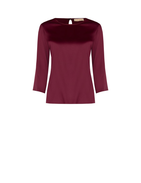 Flowy 3/4-Sleeve Satin Blouse by Rinascimento