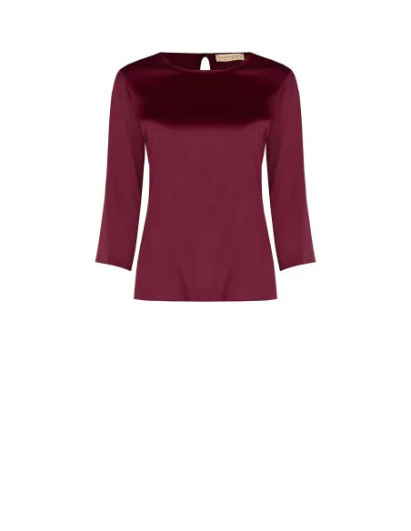 Flowy 3/4-Sleeve Satin Blouse by Rinascimento