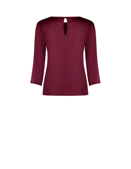 Flowy 3/4-Sleeve Satin Blouse by Rinascimento