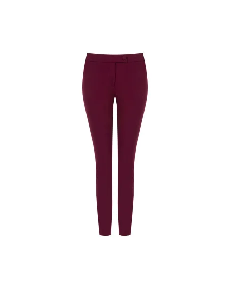Pantaloni Skinny In Scuba Crepe Con Bottone Coordinato Rinascimento