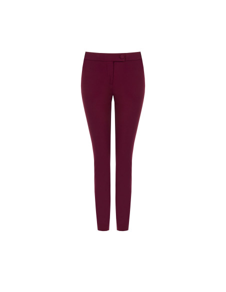 Skinny Trousers in Scuba Crepe with a Matching Button by Rinascimento
