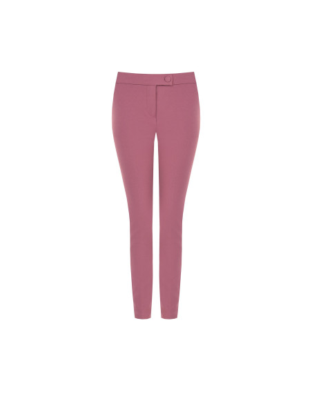 Pantaloni Skinny In Scuba Crepe Con Bottone Coordinato Rinascimento