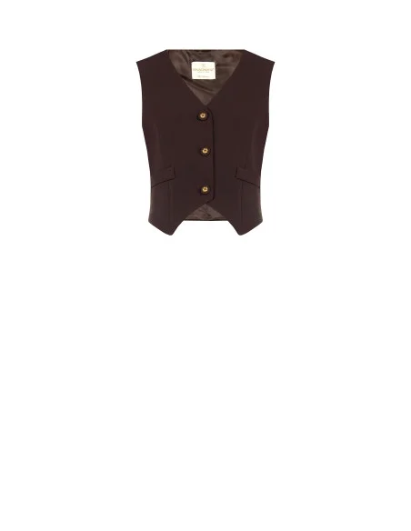 Short Technical Fabric Waistcoat with Rinascimento Logo Buttons
