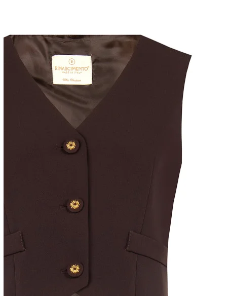 Short Technical Fabric Waistcoat with Rinascimento Logo Buttons