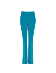 Pantaloni A Zampa In Scuba Crepe Con Fascia In Vita Rinascimento