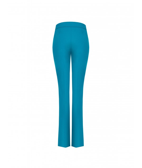Pantalon évasé en crêpe scuba avec bande à la taille « Rinascimento »
