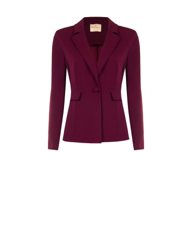 Fitted Scuba Crepe Blazer Jacket with Matching Button by Rinascimento