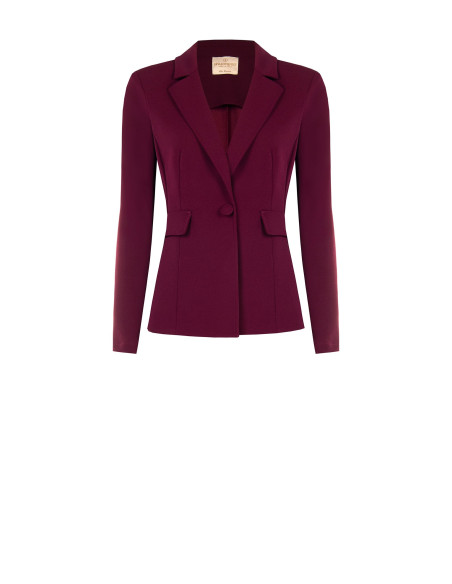 Fitted Scuba Crepe Blazer Jacket with Matching Button by Rinascimento