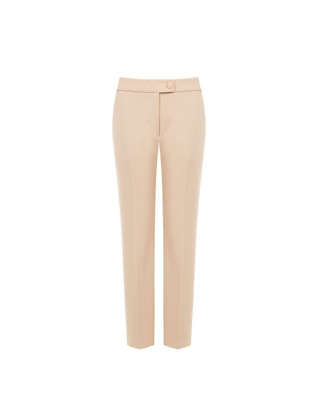 Pantalon cigarette en crêpe scuba avec bouton assorti « Rinascimento »